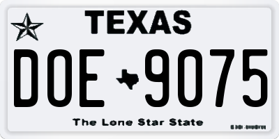 TX license plate DOE9075