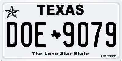 TX license plate DOE9079
