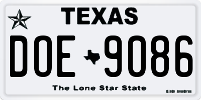 TX license plate DOE9086
