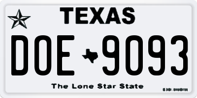 TX license plate DOE9093