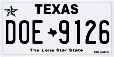 TX license plate DOE9126