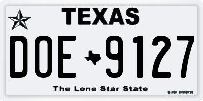 TX license plate DOE9127