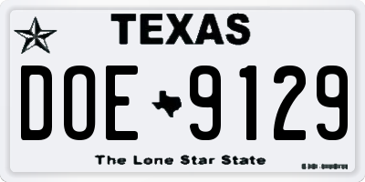 TX license plate DOE9129