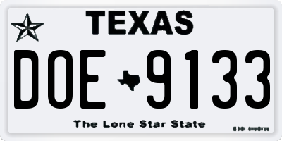 TX license plate DOE9133
