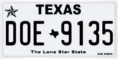 TX license plate DOE9135
