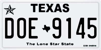 TX license plate DOE9145