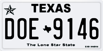 TX license plate DOE9146