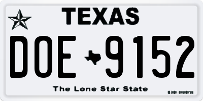 TX license plate DOE9152