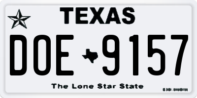 TX license plate DOE9157