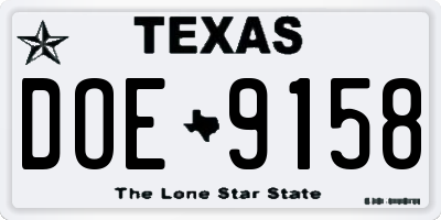 TX license plate DOE9158
