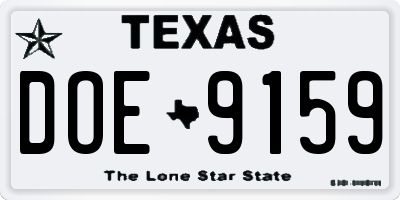 TX license plate DOE9159