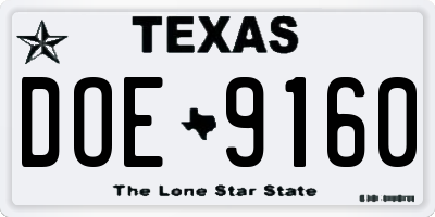 TX license plate DOE9160