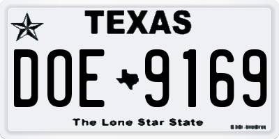TX license plate DOE9169
