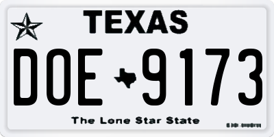 TX license plate DOE9173