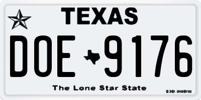 TX license plate DOE9176