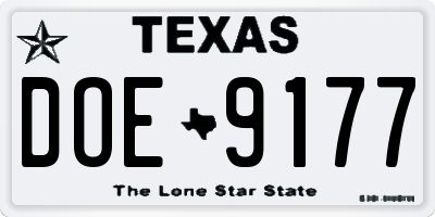 TX license plate DOE9177