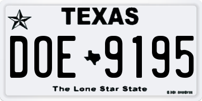TX license plate DOE9195