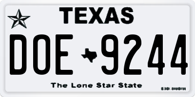TX license plate DOE9244