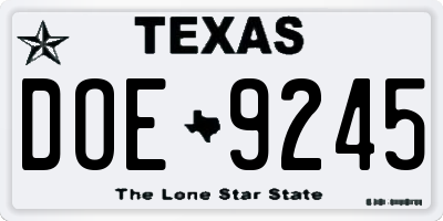 TX license plate DOE9245