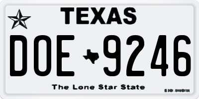 TX license plate DOE9246