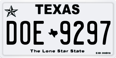 TX license plate DOE9297