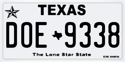 TX license plate DOE9338