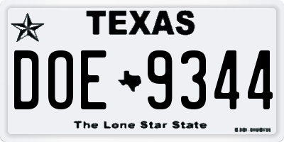 TX license plate DOE9344