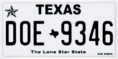 TX license plate DOE9346