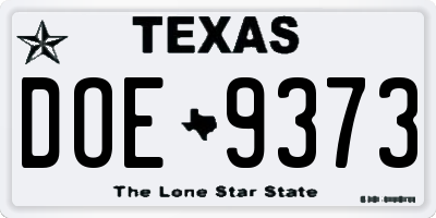 TX license plate DOE9373
