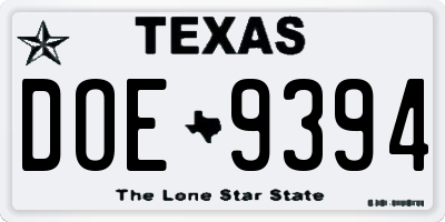 TX license plate DOE9394