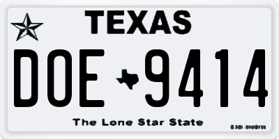 TX license plate DOE9414