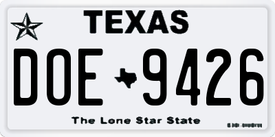 TX license plate DOE9426