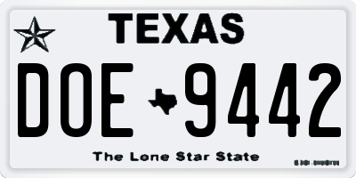TX license plate DOE9442