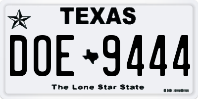 TX license plate DOE9444