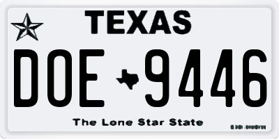 TX license plate DOE9446