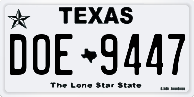TX license plate DOE9447