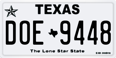 TX license plate DOE9448