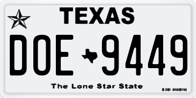 TX license plate DOE9449