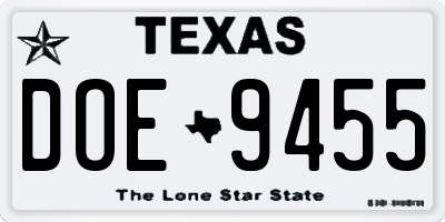 TX license plate DOE9455