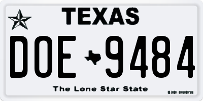 TX license plate DOE9484