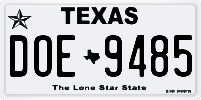 TX license plate DOE9485
