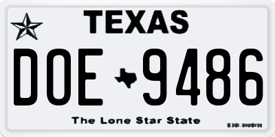TX license plate DOE9486