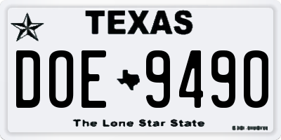 TX license plate DOE9490