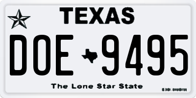 TX license plate DOE9495