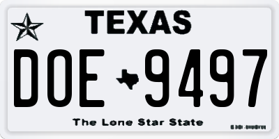 TX license plate DOE9497