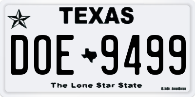 TX license plate DOE9499