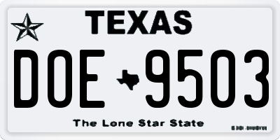 TX license plate DOE9503