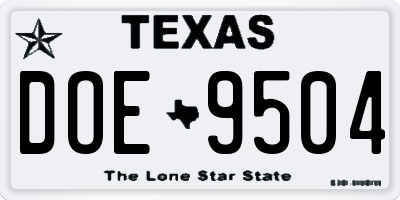 TX license plate DOE9504
