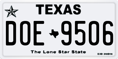 TX license plate DOE9506