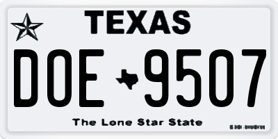 TX license plate DOE9507